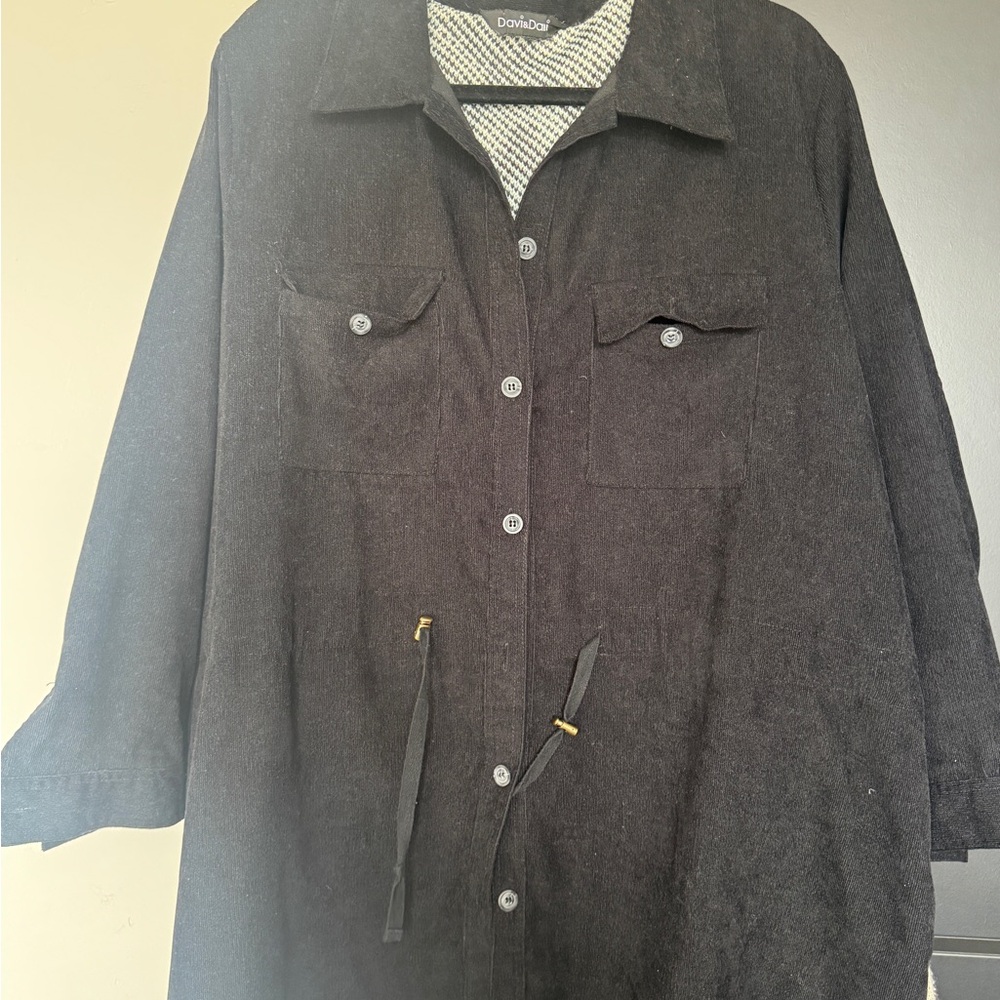 DAVI & DANI Black Utility Jacket with Aztec Detail on the back